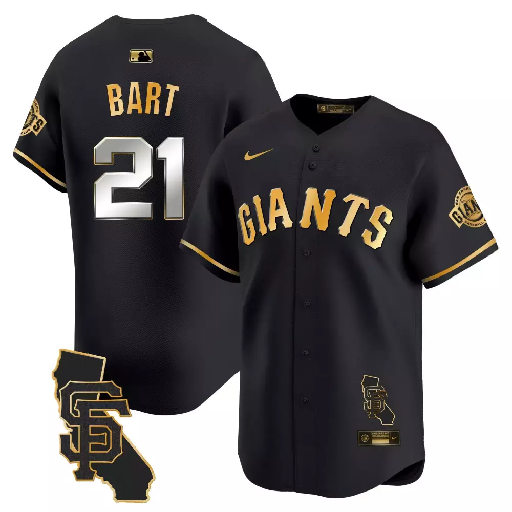 Joey Bart 21 Giants Jersey Black City Connect California SF 2023 Men Gold Silver
