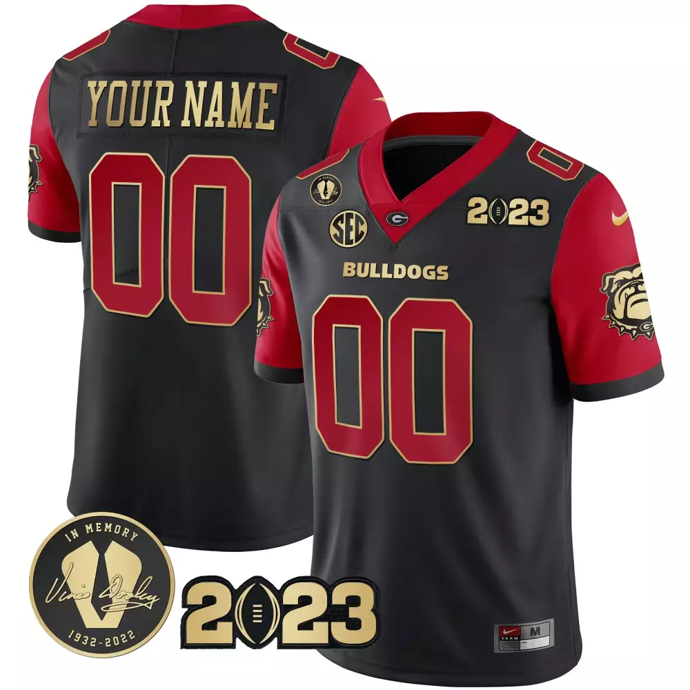 Custom Georgia Bulldogs Jersey Black 2023 Season Vince Dooley Memorial 1932-2022