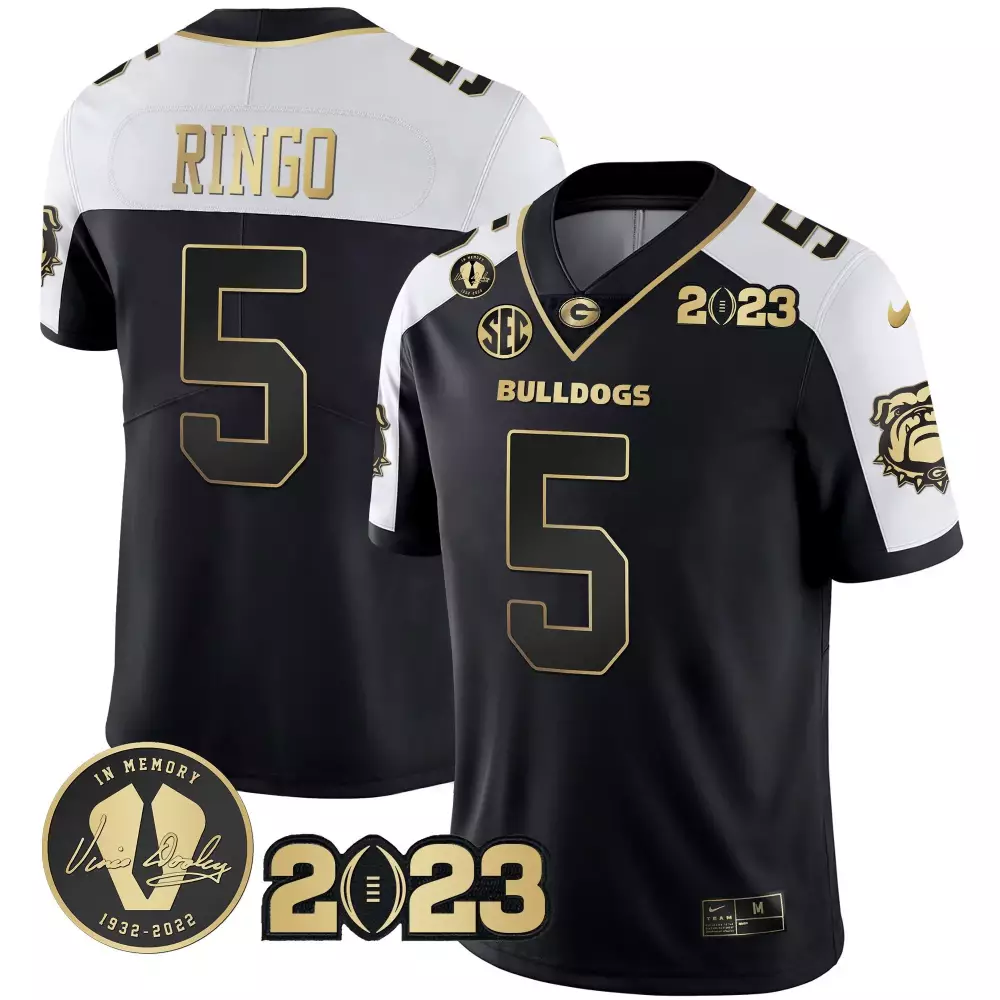 Kelee Ringo 5 Georgia Bulldogs Jersey Black In Memory Of Vince Dooley Men White Gold