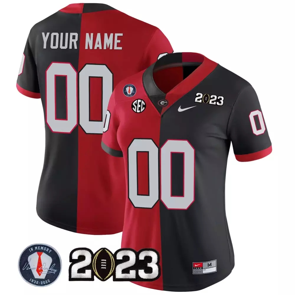 Custom Georgia Bulldogs Jersey Red National Championship 2023 Women Split Design