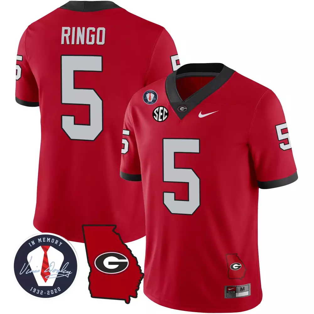 Kelee Ringo 5 Georgia Bulldogs Jersey Red In Memory Of Vince Dooley 1932-2022 Men