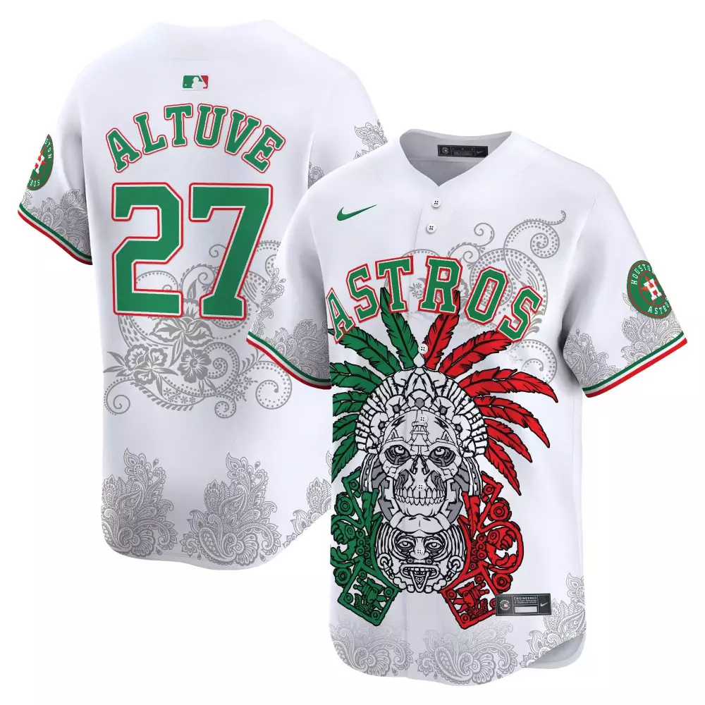 Jose Altuve 27 Astros Jersey White Men Split Custom Design Green Red Vapor Premier