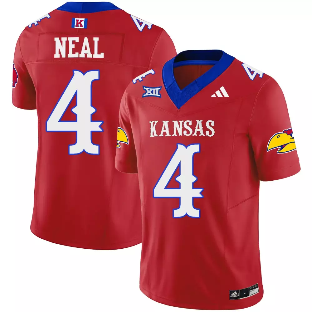 Devin Neal 4 Kansas Jayhawks Jersey Red Big Men Blue White Vapor Limited All Stitched