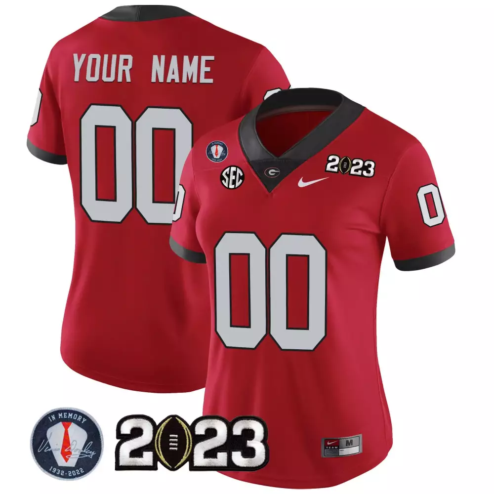 Custom Georgia Bulldogs Jersey Red In Memory Of Vince Dooley Championship Cfp National 2023