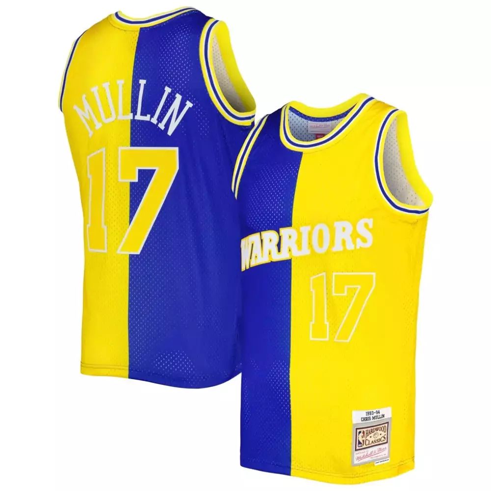 Chris Mullin 17 Warriors Jersey Yellow Hardwood Classics Mitchell Ness Men Split