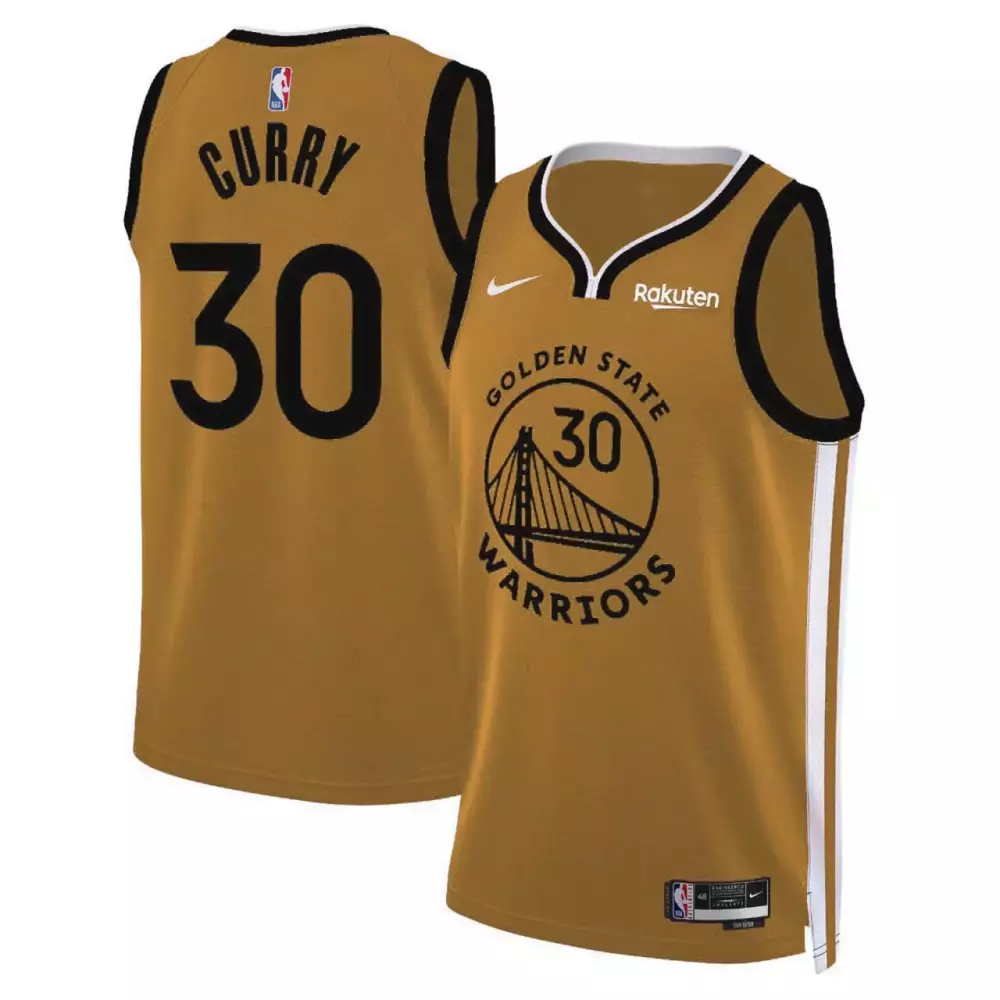 Stephen Curry 30 Jersey Gold Golden State Warriors Men Standard Black White All Stitched