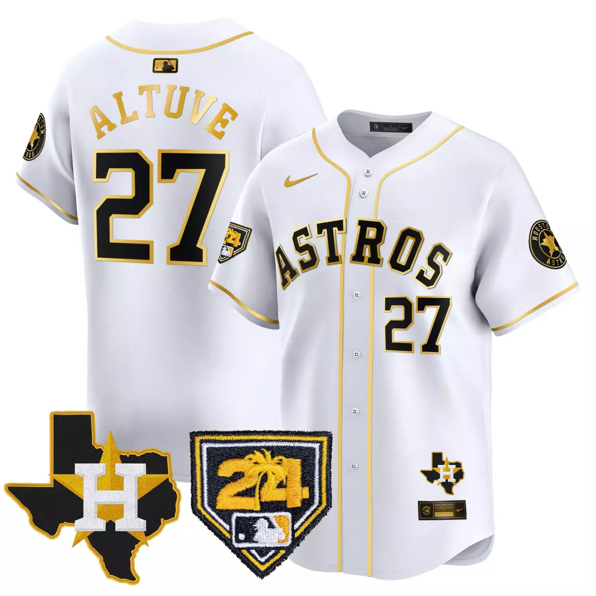 Altuve Training 27 Astros Jersey White 24th Anniversary Texas 24 Palm Tree Men MLB