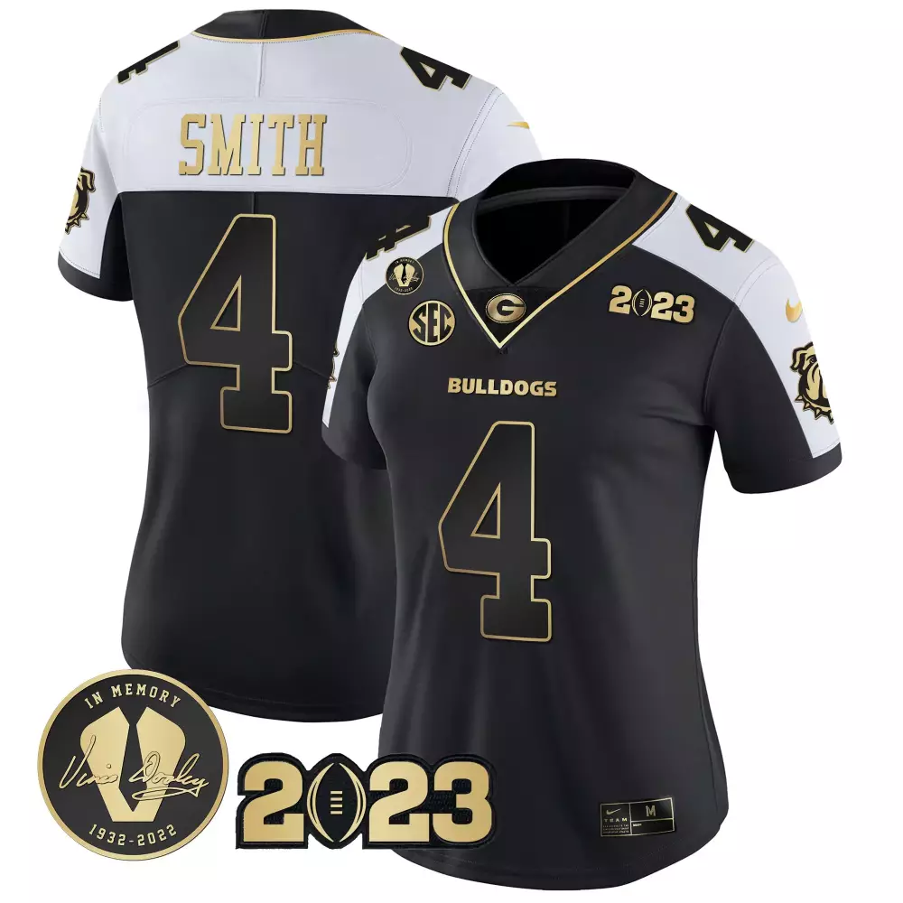 Nolan Smith 4 Georgia Bulldogs Jersey Black 2023 Championship Vince Dooley Tribute