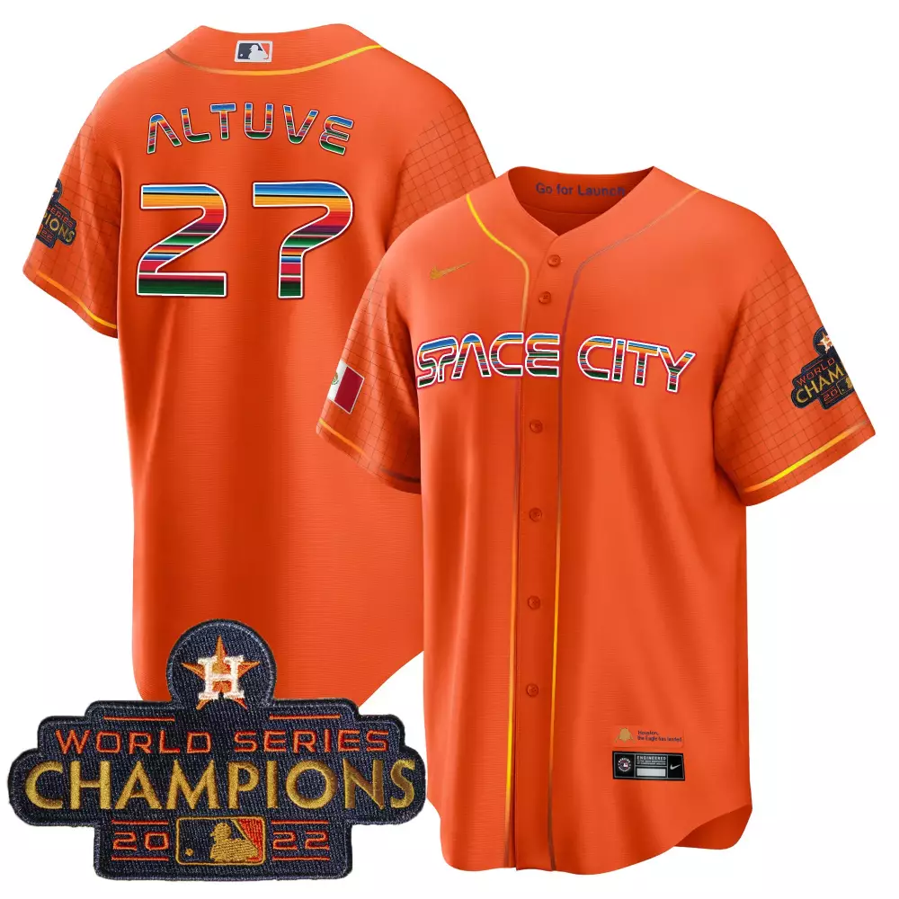Jose Altuve 27 Astros Jersey Orange City Connect World Series Champions 2022 Men