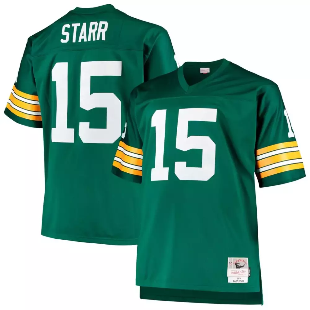 Bart Starr 15 Green Bay Packers Jersey Men Throwback White Gold Retired Replica