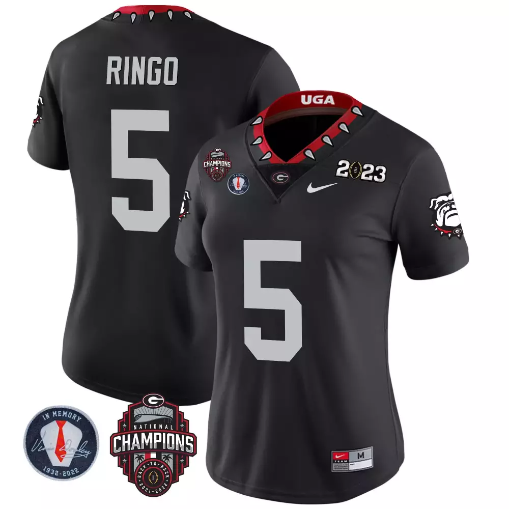 Kelee Ringo 5 Uga Jersey Black 2023 National Champions 2021-2022 Memory 1932-2022