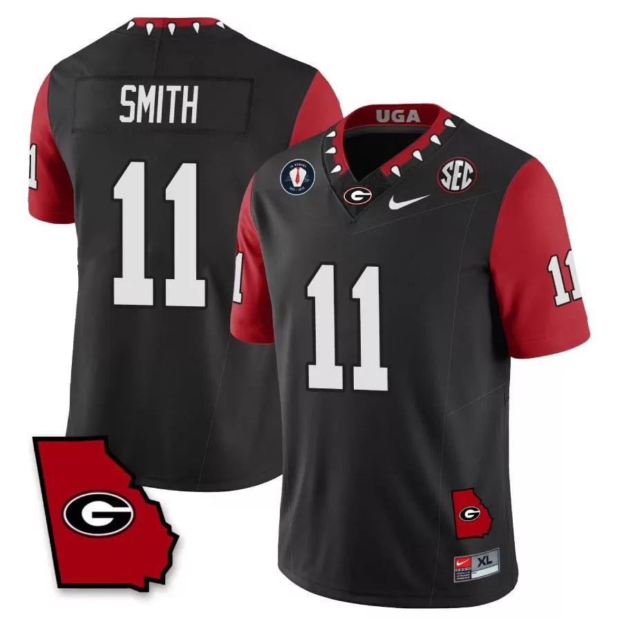 Nolan Smith 11 Georgia Bulldogs Jersey Black Championship 2021-2022 Men Red White