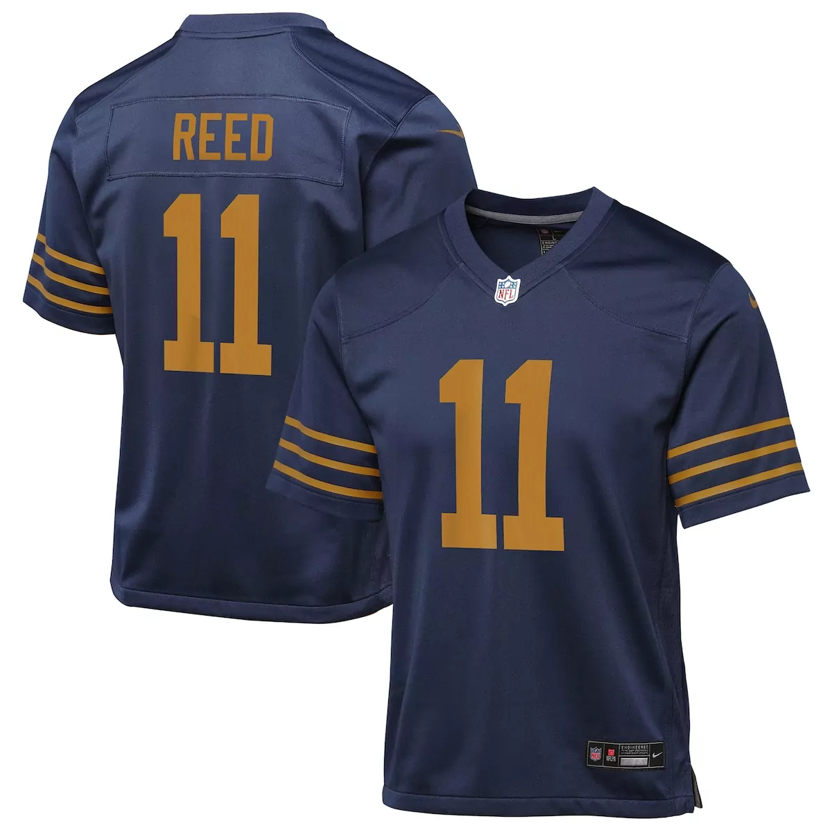 Jayden Reed 11 Chicago Bears Jersey Navy Blue Men Orange Classic Game