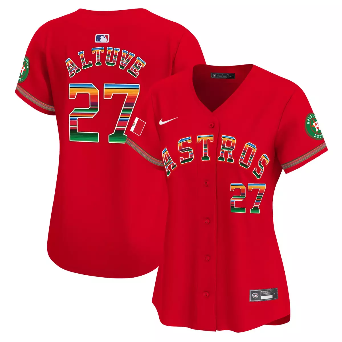 Altuve Mexico 27 Astros Jersey Red City Connect Houston Men Custom Design Green Yellow