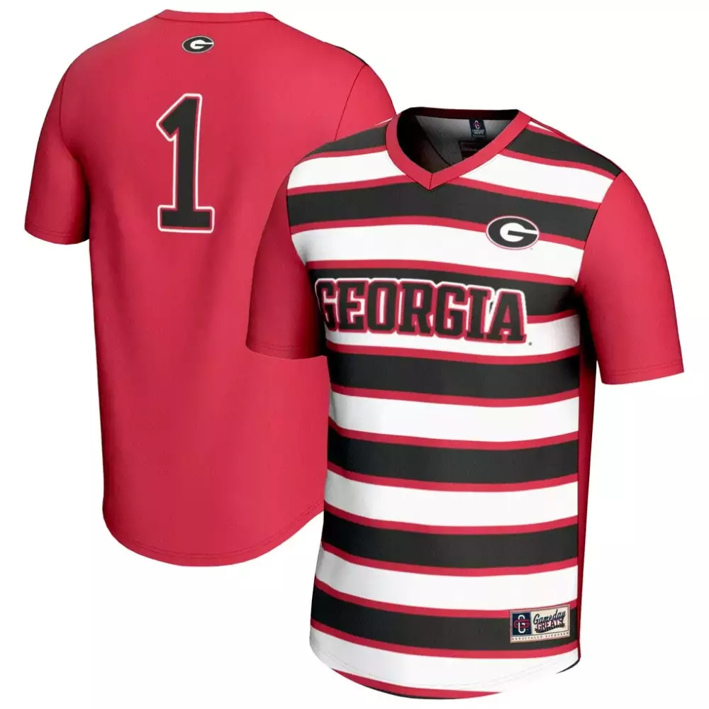 Custom Georgia 1 Jersey Red T-shirt Split Design Black White Gameday Unisex Fashion