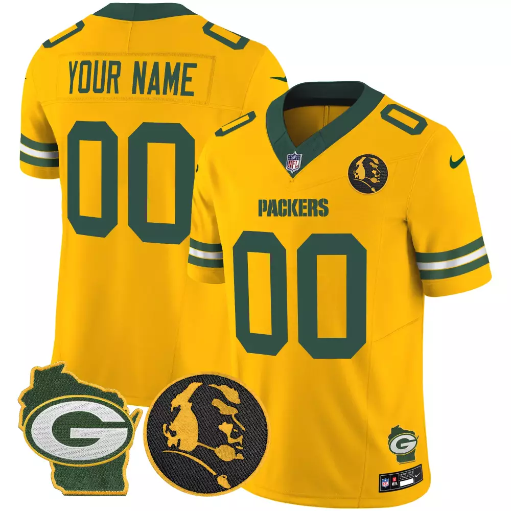 Custom Packers Jersey Yellow Green Bay Packers' Historic Men Home Vapor Limited All