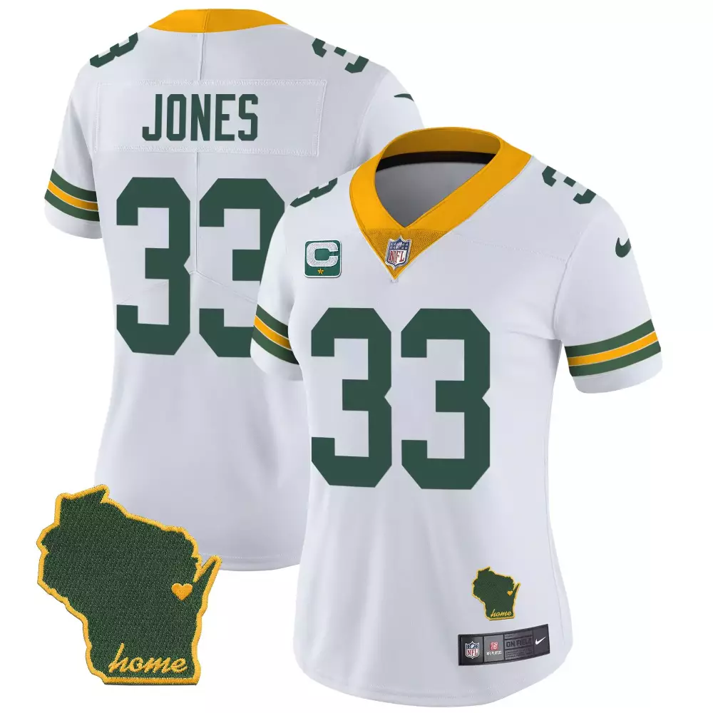 Aaron Jones 33 Green Bay Packers Jersey White Women Replica Alternate Yellow Home