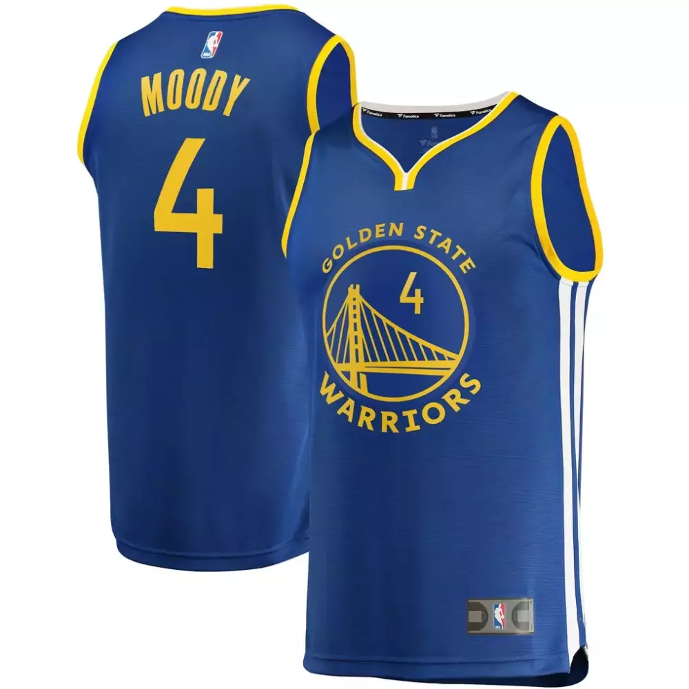 Moses Moody 4 Jersey Blue Golden State Warriors Men Yellow White Replica Icon