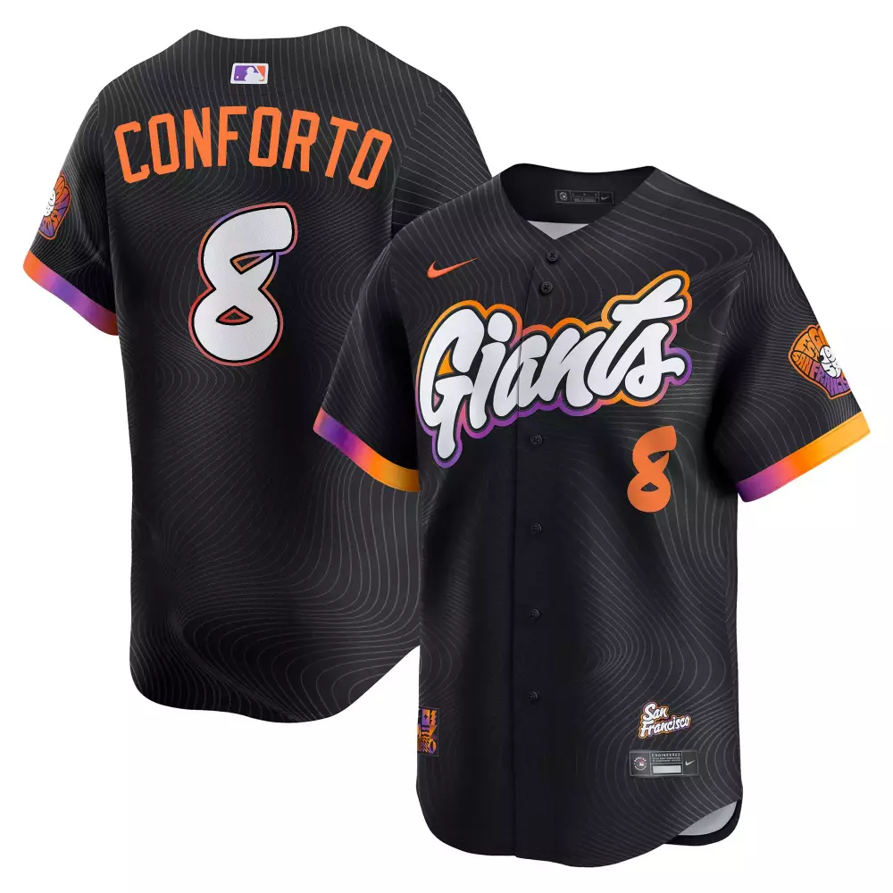 Michael Conforto 8 Jersey Black City Connect San Francisco Giants Men Orange Purple