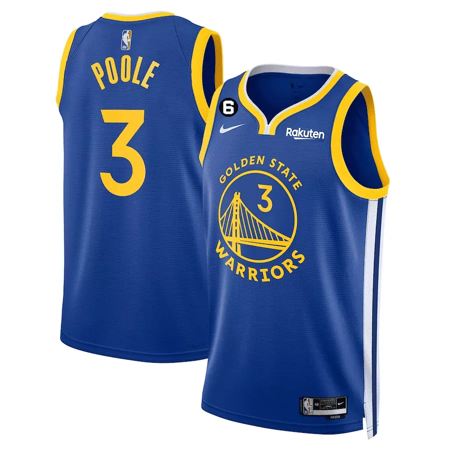 Jordan Poole 3 Jersey Blue Golden State Warriors Rakuten Men Yellow White All Stitched