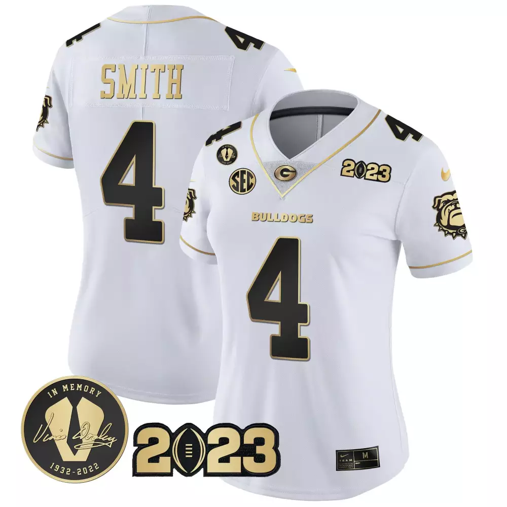 Nolan Smith 4 Georgia Bulldogs Jersey White In Memory Vince Dooley Mascot 2023 Women