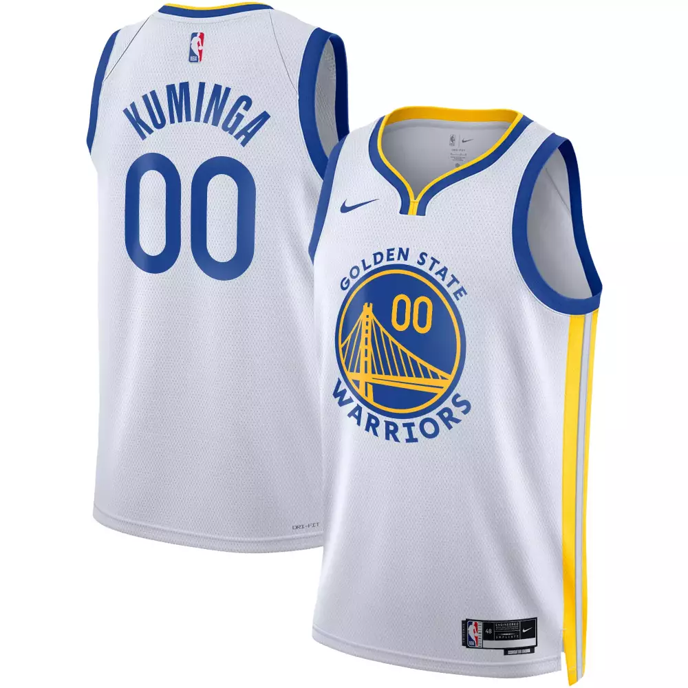Jonathan Kuminga Jersey White Golden State Warriors Men Uniform Blue Yellow Swingman