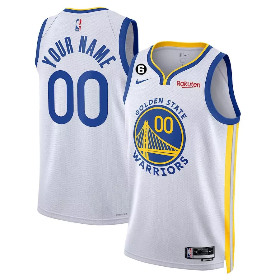 Custom Golden State Warriors Jersey White Men Blue Yellow All Stitched Vapor