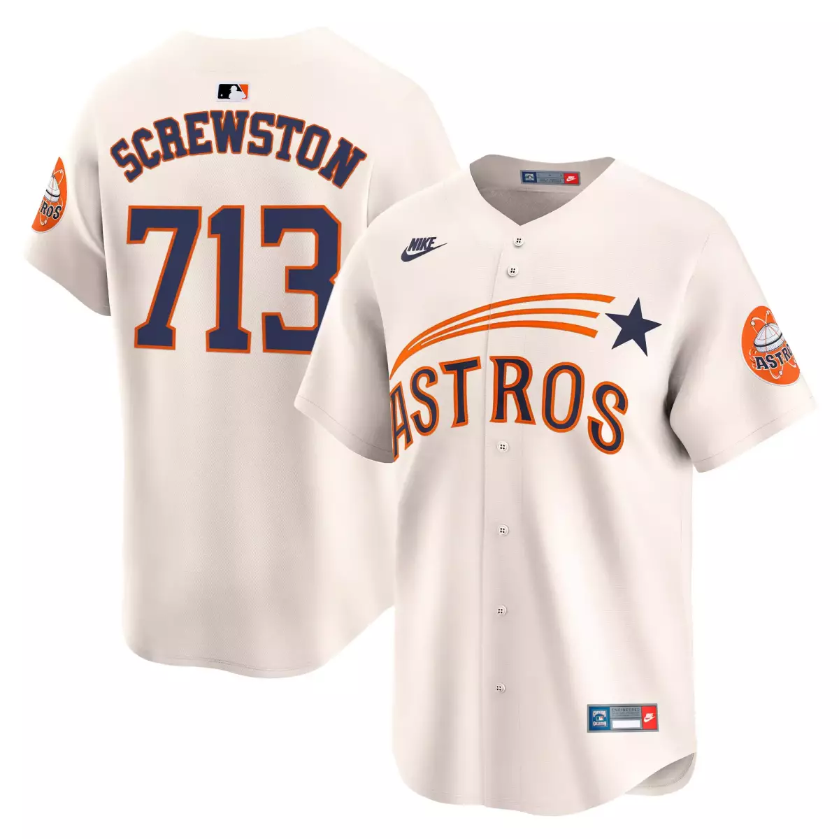 Stitches Cooperstown Astros Jersey Cream Orange Navy Throwback Vapor Premier Limited