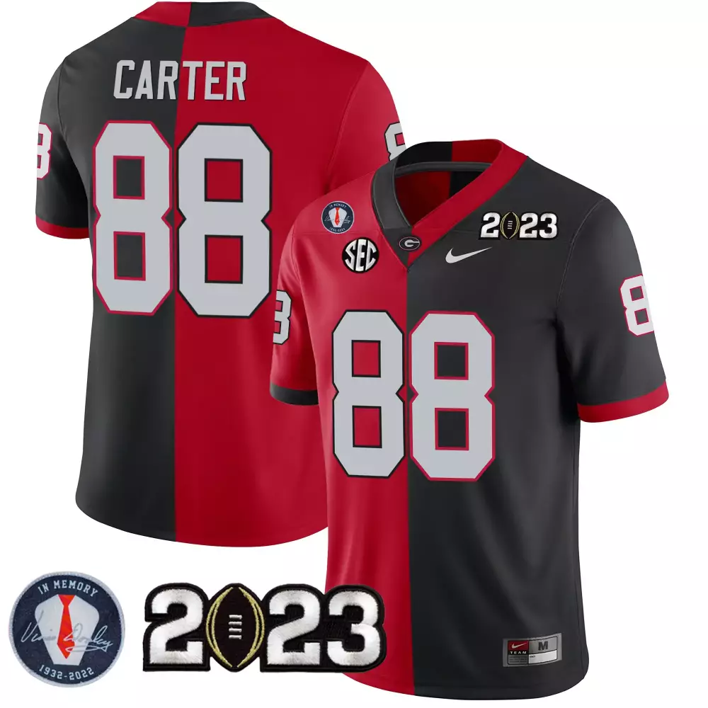 Jalen Carter 88 Georgia Bulldogs Jersey Black National Championship 2023 Memory Vince Dooley 1932-2022