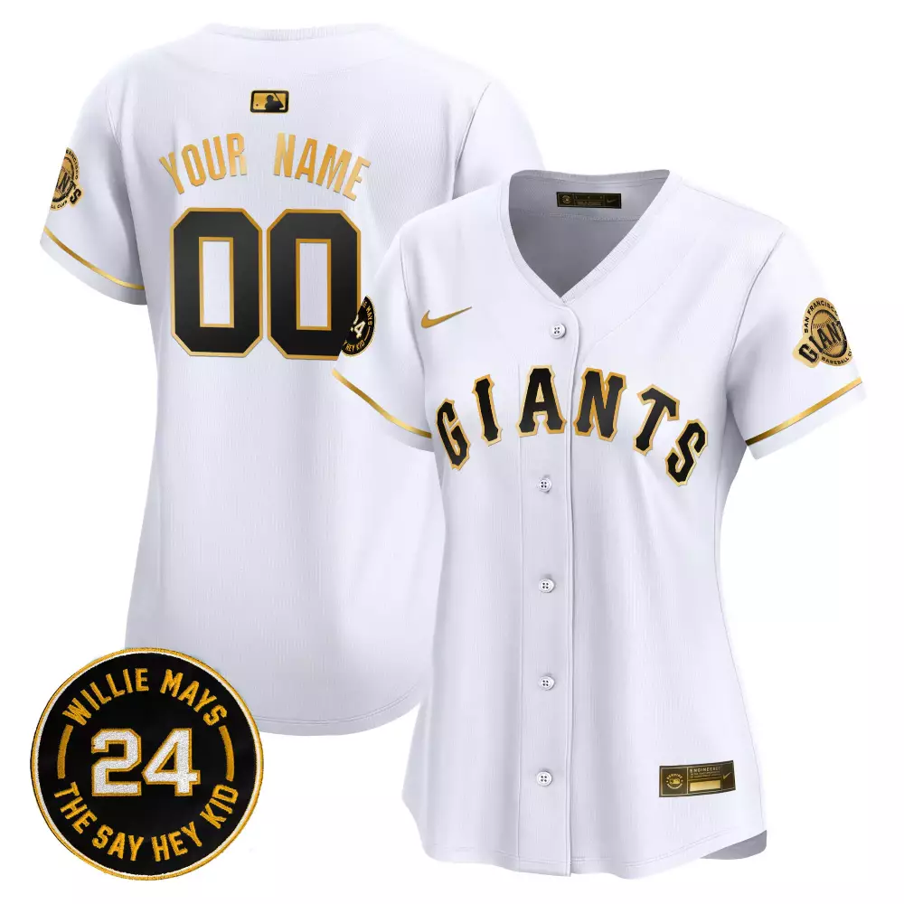 Custom San Francisco Giants Jersey White Baseball Women Black Gold Vapor Premier