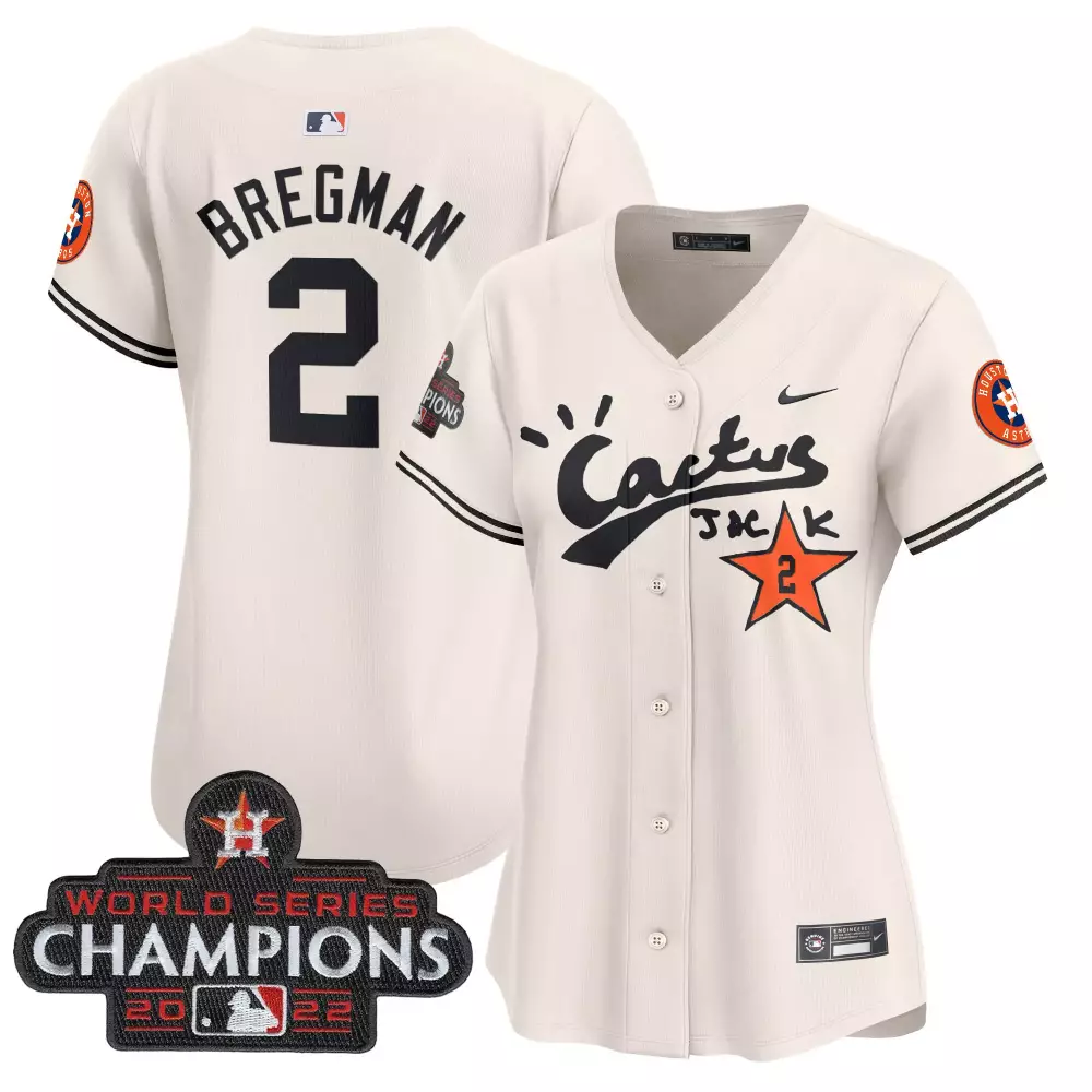 Alex Bregman 2 Houston Astros Jersey Cream Cactus Jack World Series Champions 2022