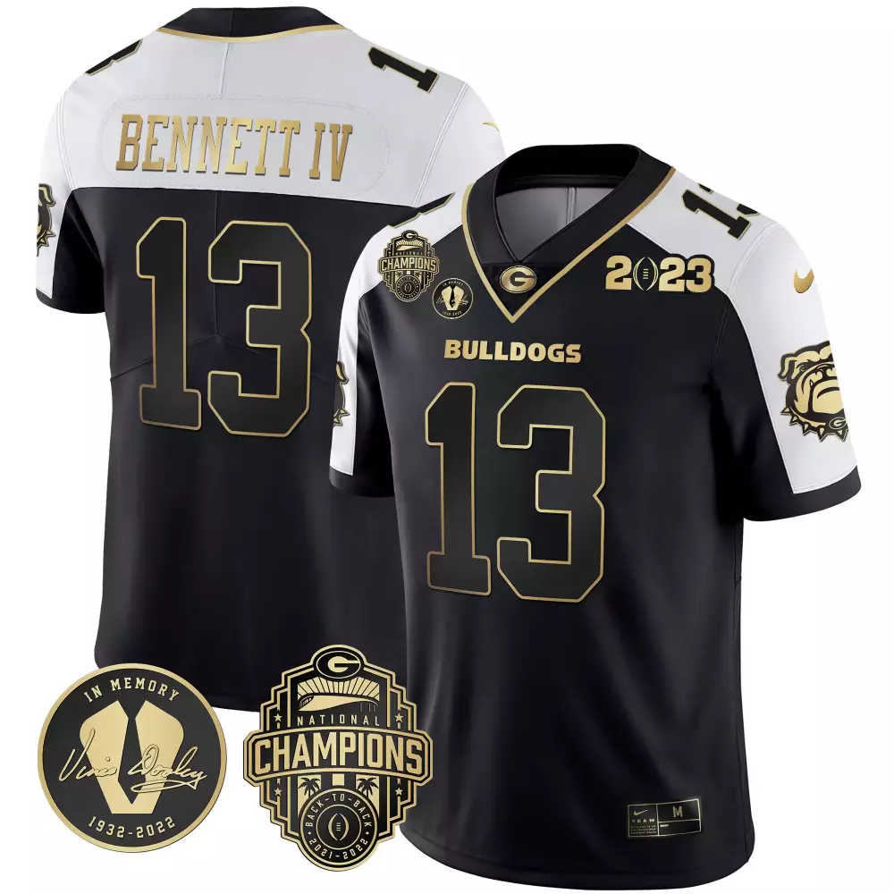Stetson Bennett 13 Jersey Black National Champions Georgia Bulldogs 2023 Back-to-back 2021-2022