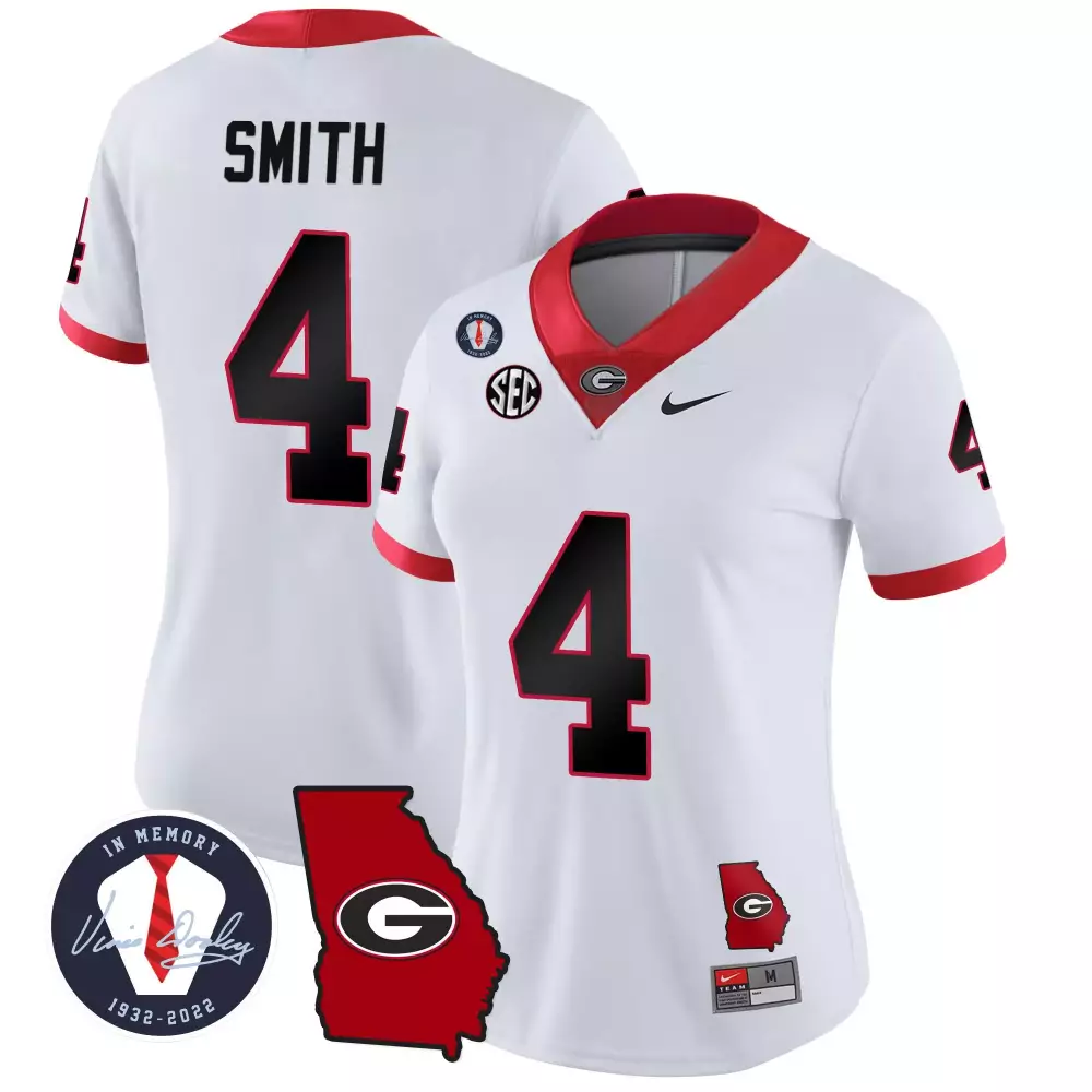 Nolan Smith 4 Georgia Bulldogs Jersey White In Memory 1932-2022 Shape Women Red Black