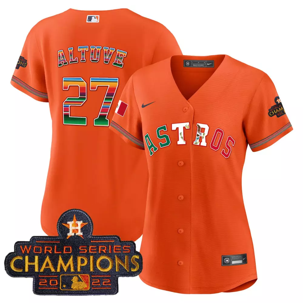 Jose Altuve 27 Astros Jersey Orange World Series Champions 2022 Men Custom Design
