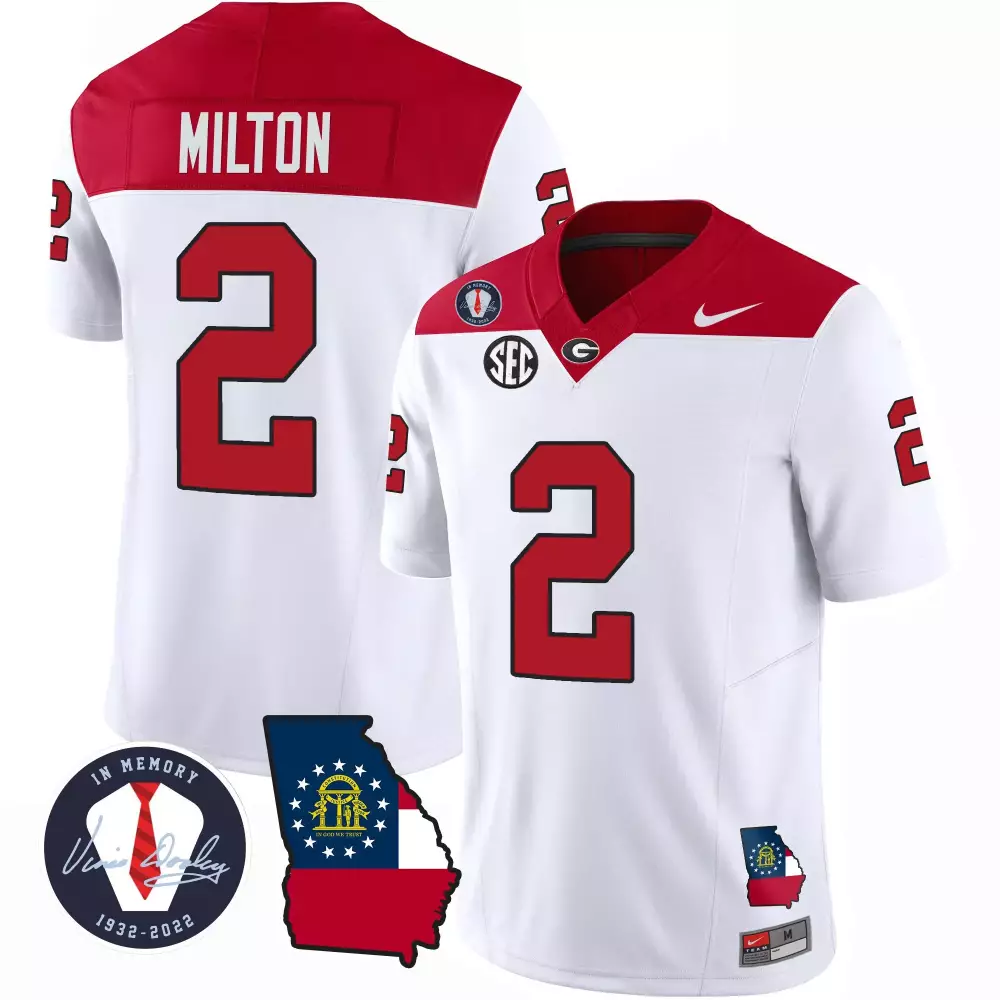 Kendall Milton 2 Georgia Bulldogs Jersey White Men Red Alternate Vapor Limited All
