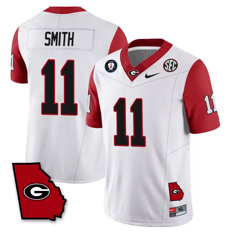 Nolan Smith 11 Georgia Bulldogs Jersey White Championship Men Red Black All Stitched