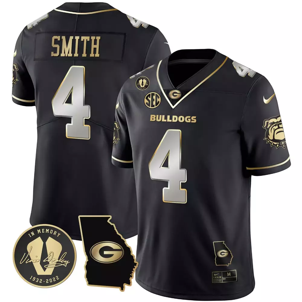 Nolan Smith 4 Georgia Bulldogs Jersey Black In Memory Vince Dooley 1932-2022 Men