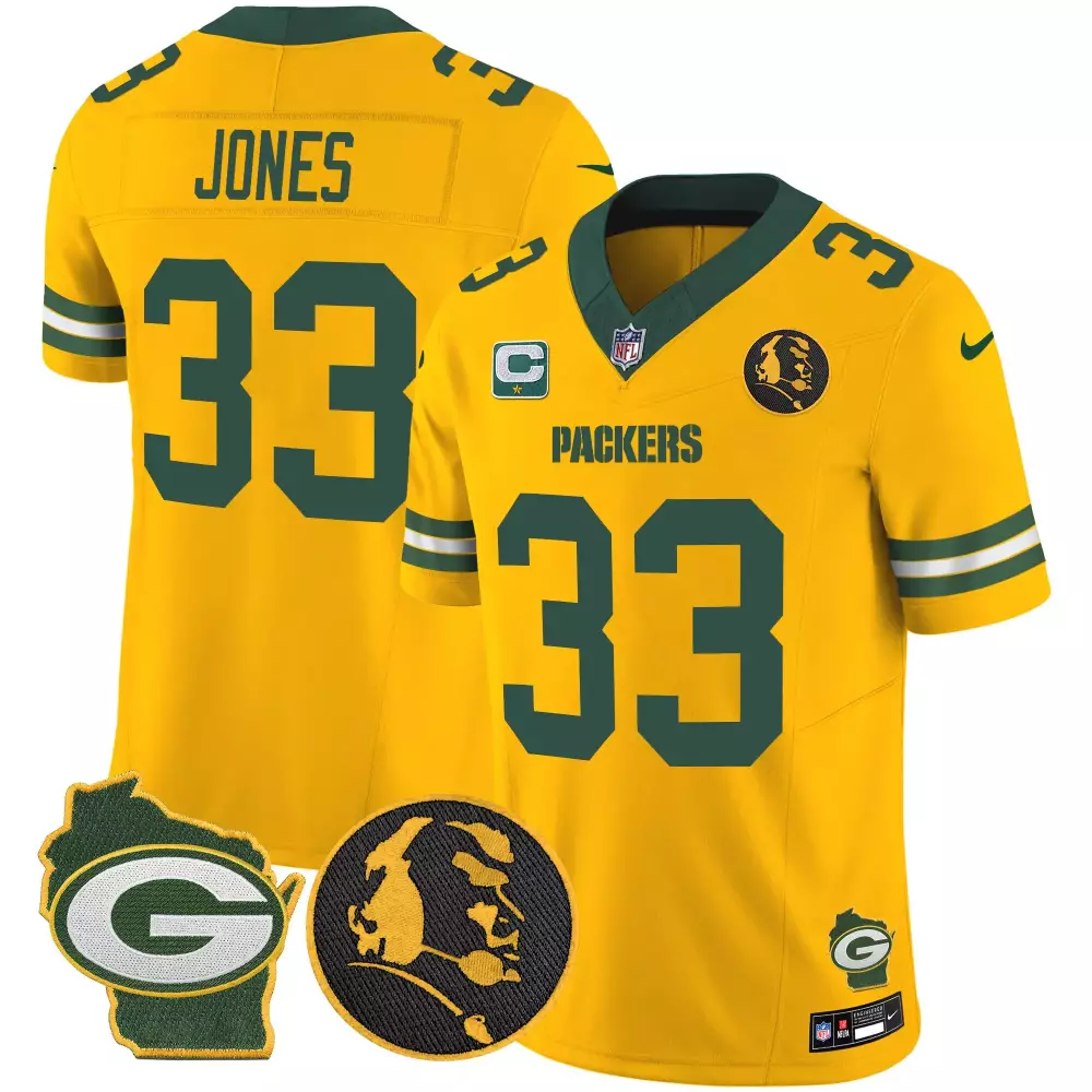 John Madden 33 Packers Jersey Yellow Wisconsin Outline 'g' Silhouette Men Green Home