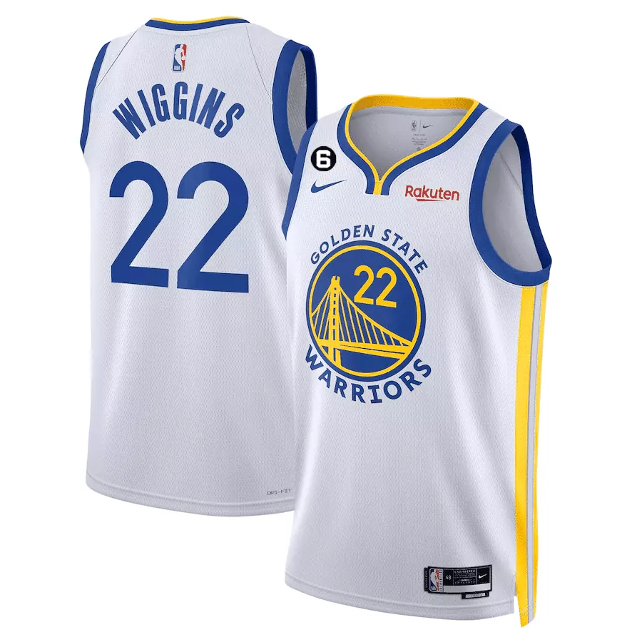 Wiggins 22 Golden State Warriors Jersey White Rakuten Men Blue Yellow All Stitched