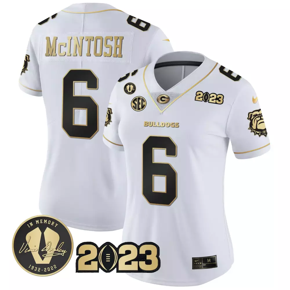 Kenny Mcintosh 6 Georgia Bulldogs Jersey White In Memory Vince Dooley 1932-2022 2023