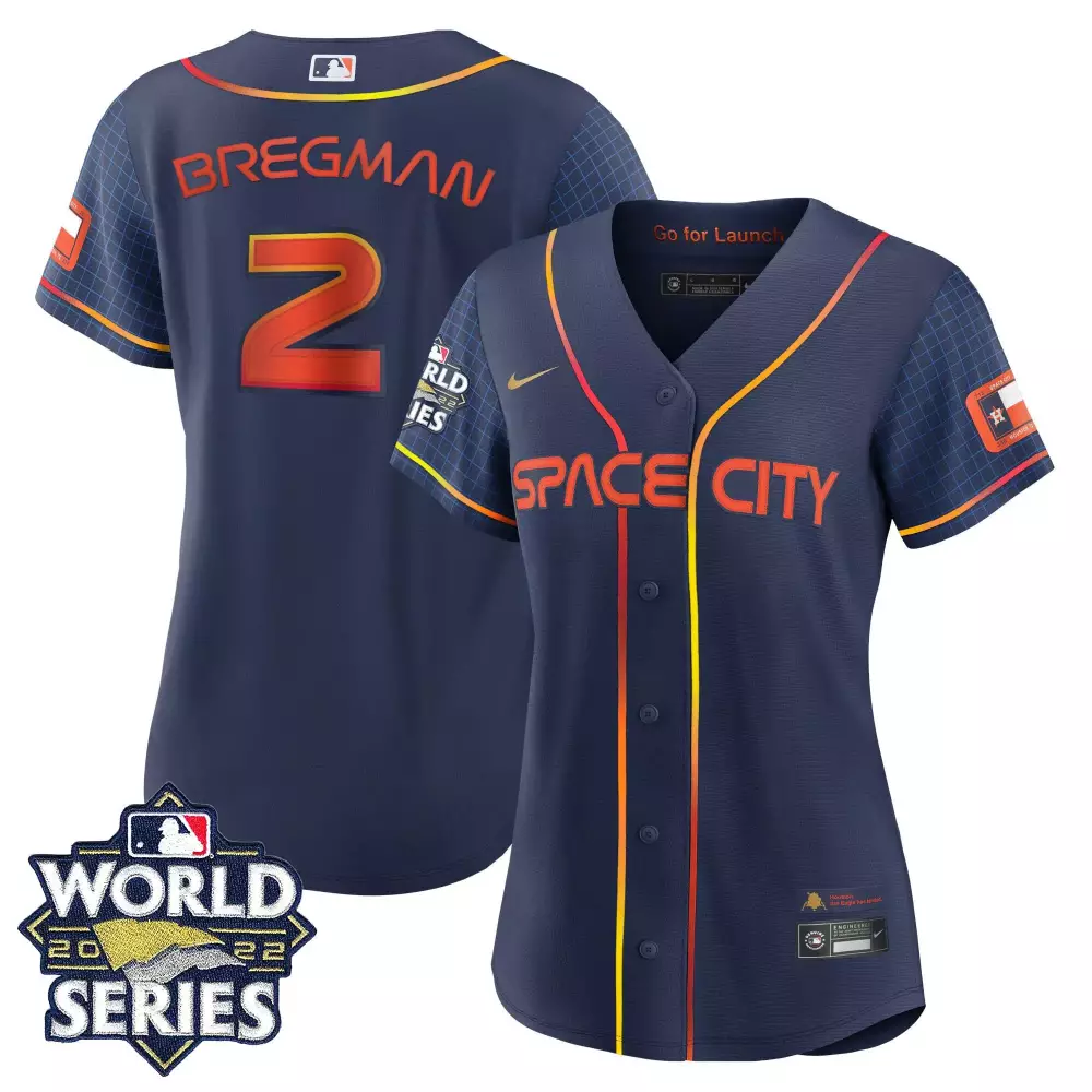 Alex Bregman 2 Houston Astros Jersey Navy Space City World Series 2022 Men Orange