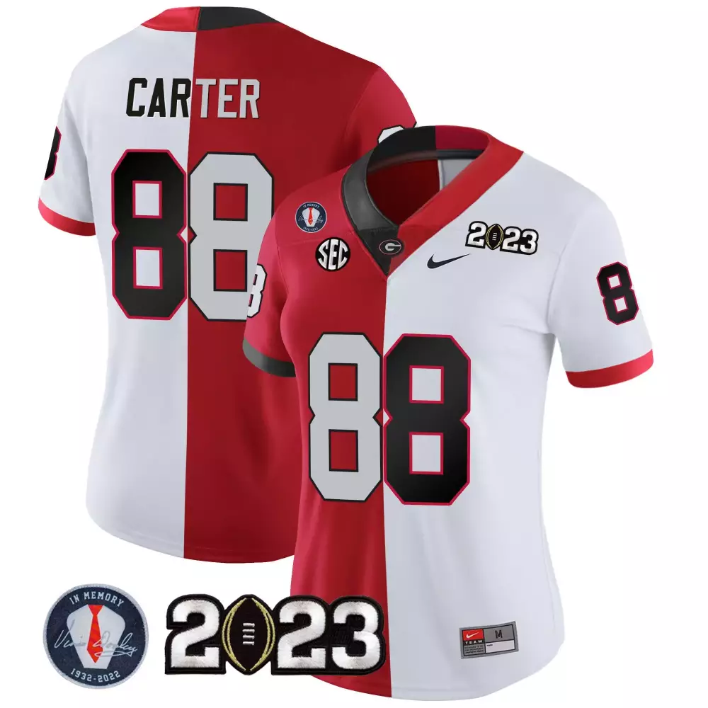 Jalen Carter 88 Georgia Bulldogs Jersey Red 2023 Season Memory 1932-2022 Women Split