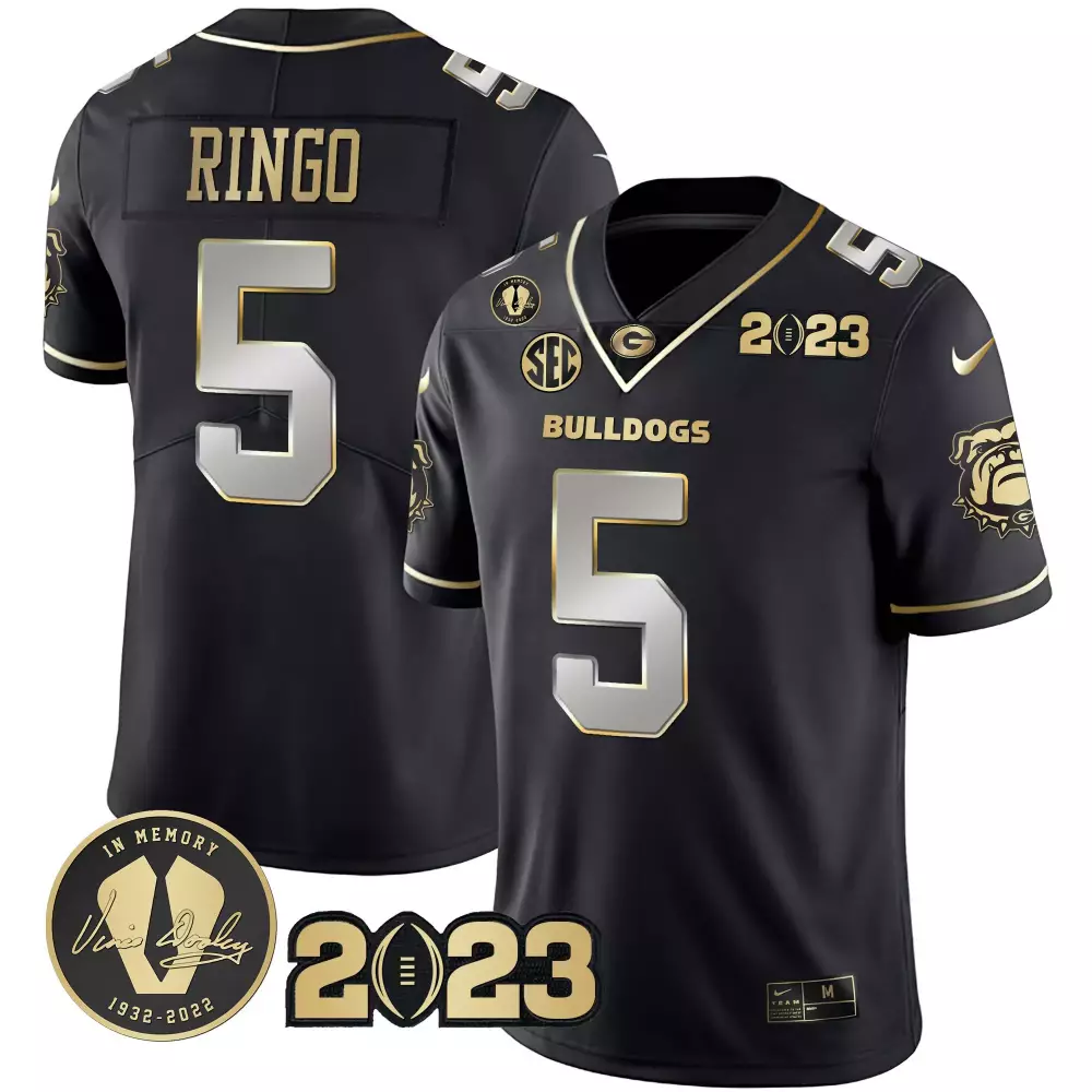 Kelee Ringo 5 Georgia Bulldogs Jersey Black 2023 Championship Vince Dooley 1932-2022