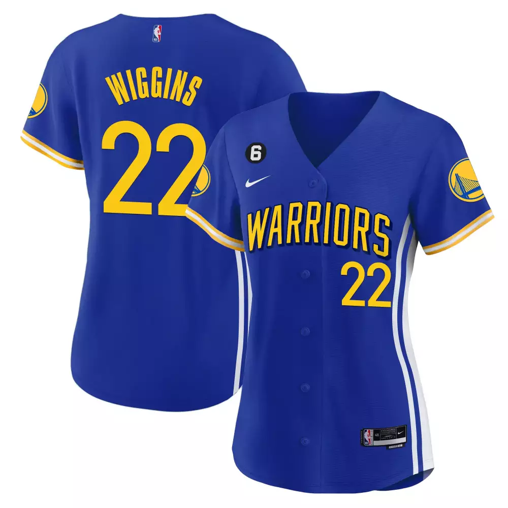Wiggins 22 Warriors Jersey Blue Men Yellow White All Stitched Vapor