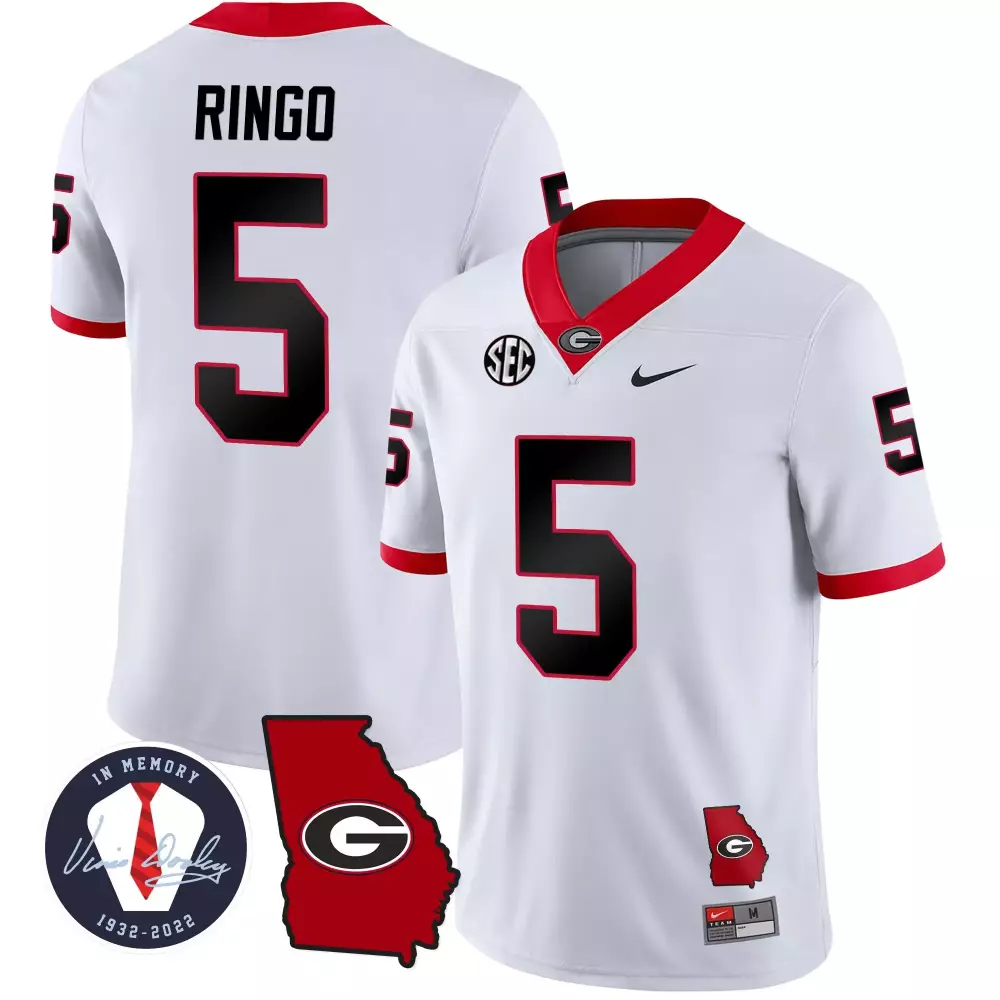 Kelee Ringo 5 Georgia Bulldogs Jersey White In Memory Of Vince Dooley Men Red Black