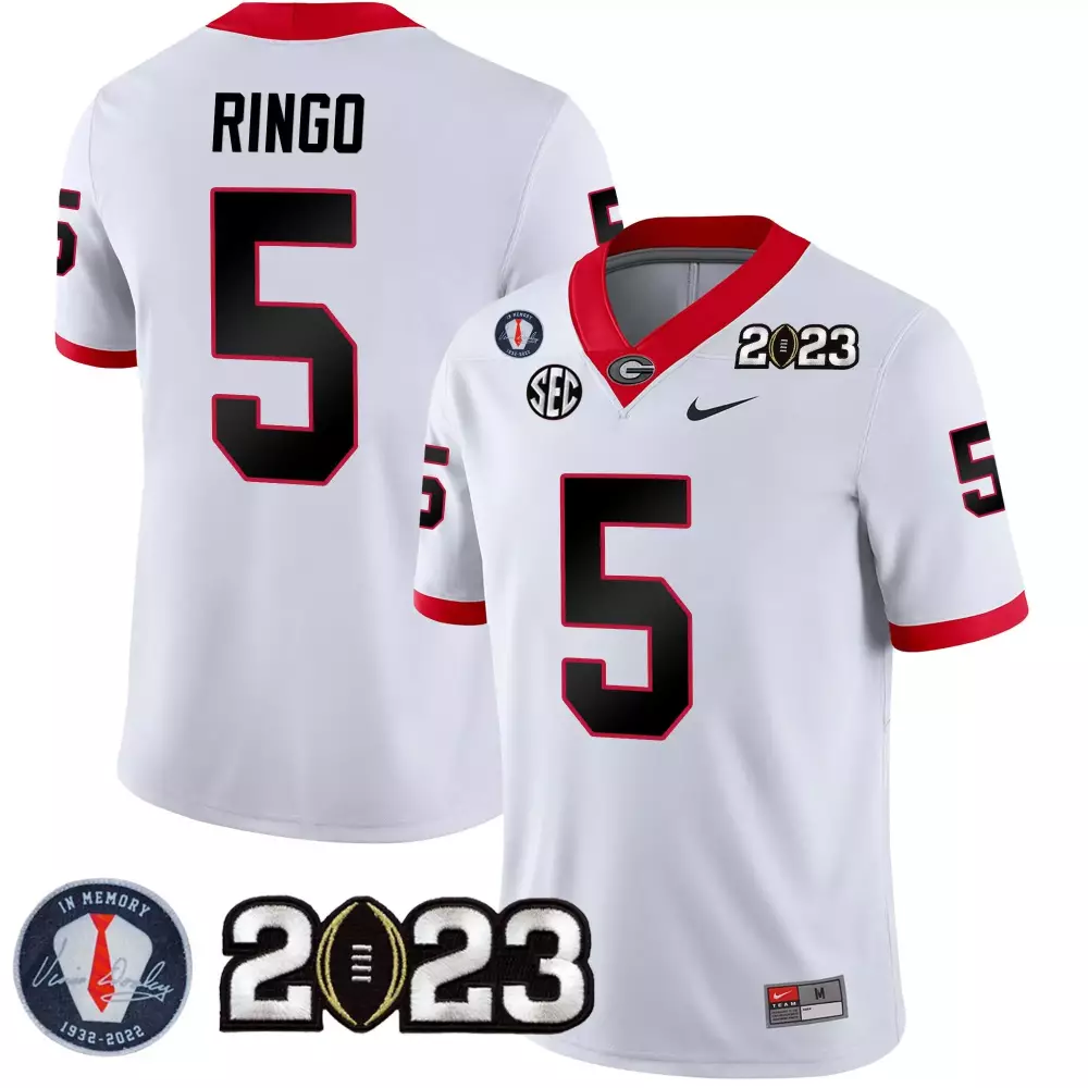 Kelee Ringo 5 Georgia Bulldogs Jersey White Memory 1932-2022 Men Black Red All Stitched