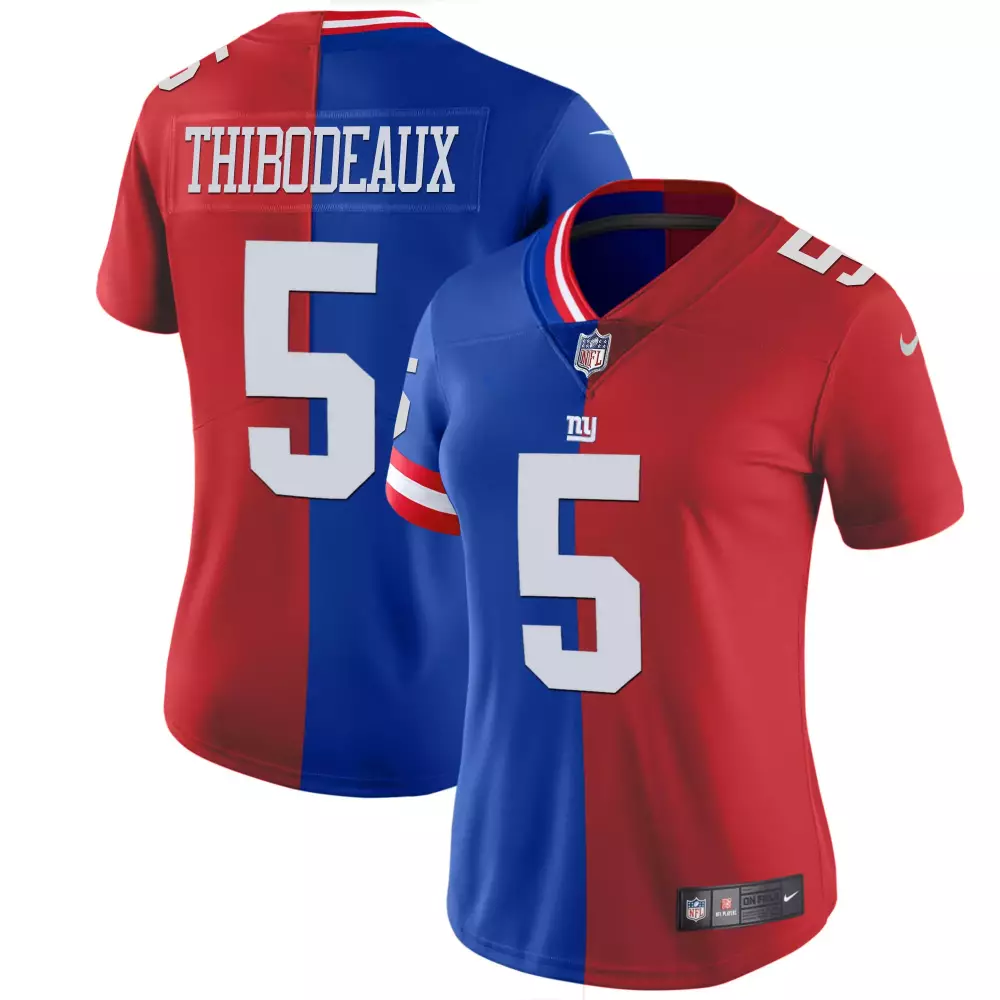 Kayvon Thibodeaux 5 Jersey Red New York Giants Men Split Blue All Stitched Vapor
