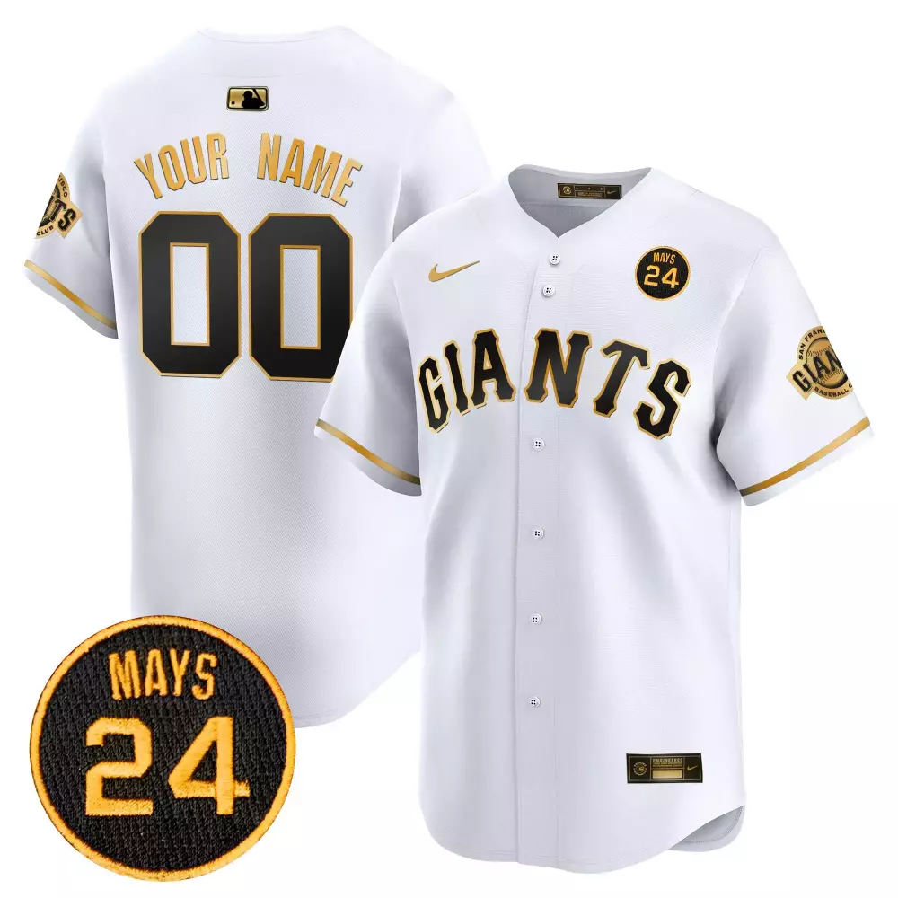 Custom San Francisco Giants Jersey White Willie Mays Baseball 24 Men Black Gold Vapor