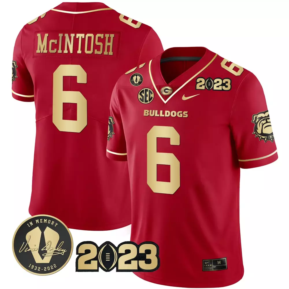 Kenny Mcintosh 6 Georgia Bulldogs Jersey Red 2023 Season Vince Dooley Memorial Men