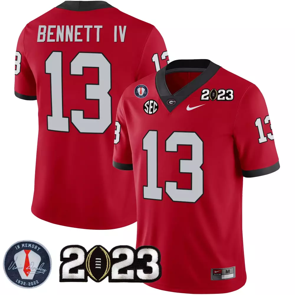 Stetson Bennett 13 Jersey Red National Championship Georgia Bulldogs 2023 Memory 1932-2022